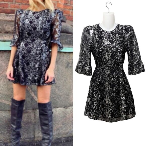 THE VAMPIRE'S WIFE x H&M Mystique Lace Ruffle Mini Dress XS - Picture 1 of 7